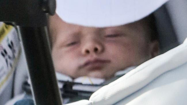 These are the first images of Lara Bingle and Sam Worthington's first child together, Rocket Zot Worthington.