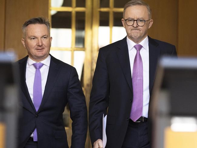 Prime Minister, Anthony Albanese with the Minister for Climate Change and Energy Chris Bowen made pixie-dust promises that green hydrogen was the answer. Picture: NCA NewsWire / Gary Ramage