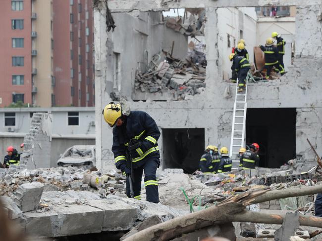 A major explosion hit China's eastern port city of Ningbo, sending dozens to hospitals, destroying vehicles, and triggering the collapse of nearby buildings. Picture: AFP
