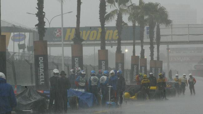 The race was halted during the hailstorm.