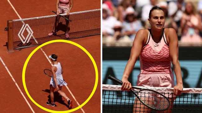Aryna Sabalenka and Elina Svirolina were never going to shake hands. Photo: Julian Finney, Clive Brunskill, Getty Images.