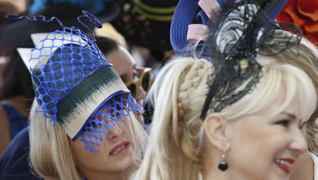 The fascinator industry gets a huge boost on Melbourne Cup day. Picture: David Caird.