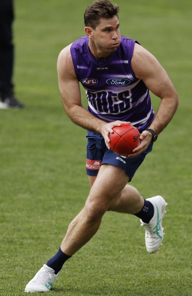 Tom Hawkins will miss Geelong’s preliminary final clash with Brisbane. Picture: Michael Klein