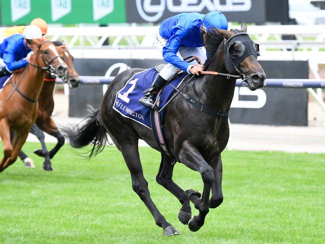 Ingratiating ridden by Damien Oliver wins the Talindert Stakes at Flemington Racecourse on February 13, 2021 in Flemington, Australia. (Reg Ryan/Racing Photos via Getty Images)