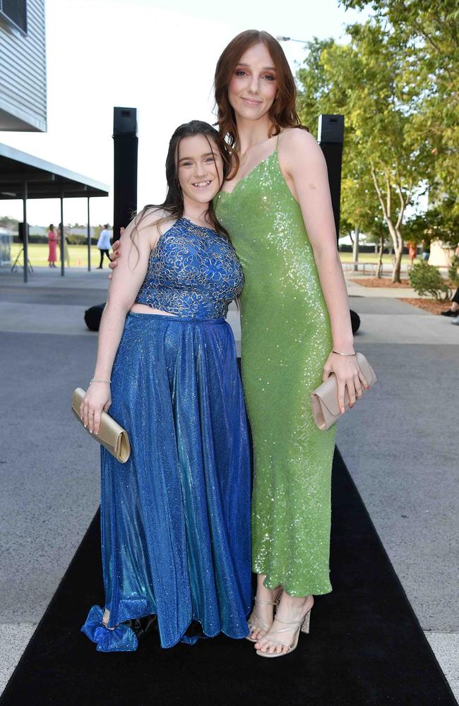 Emma Ashton and Lucia Carter at Meridan State College formal. Picture: Patrick Woods.