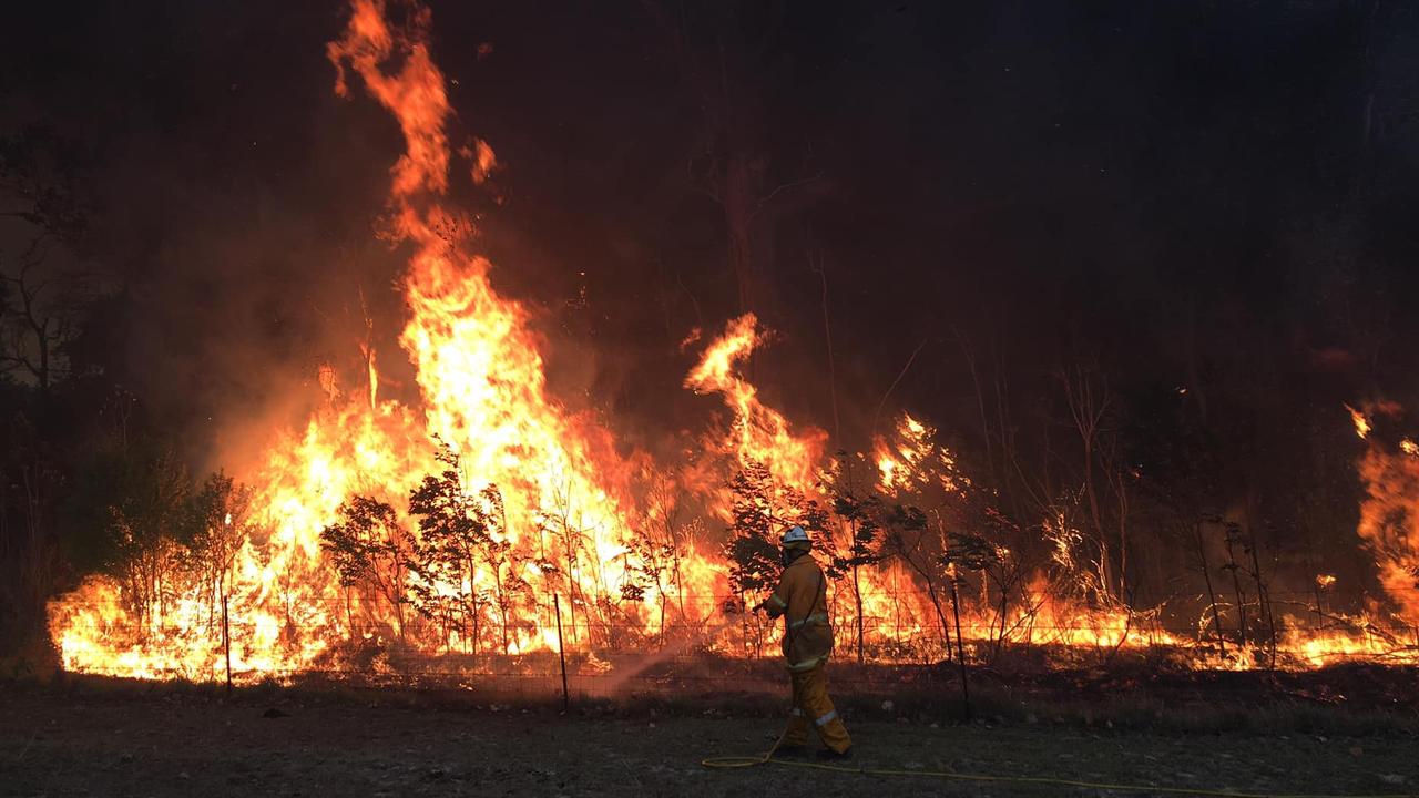 The Caves Rural Fire Service firefighter Anthony Carter shared these photos of the blaze burning at Old Byfield Rd, Cobraball.