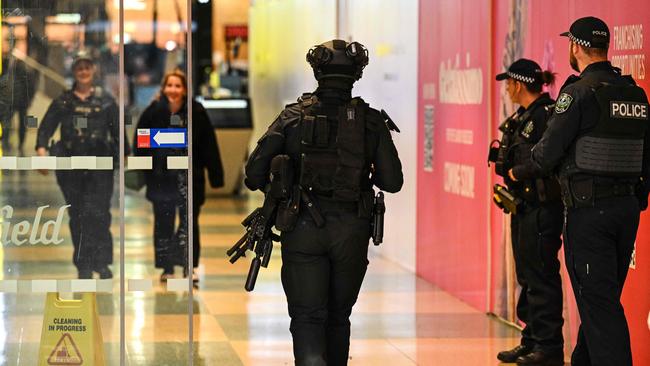 Westfield Marion was placed in lockdown and a major police operation was carried out. Picture: AFP