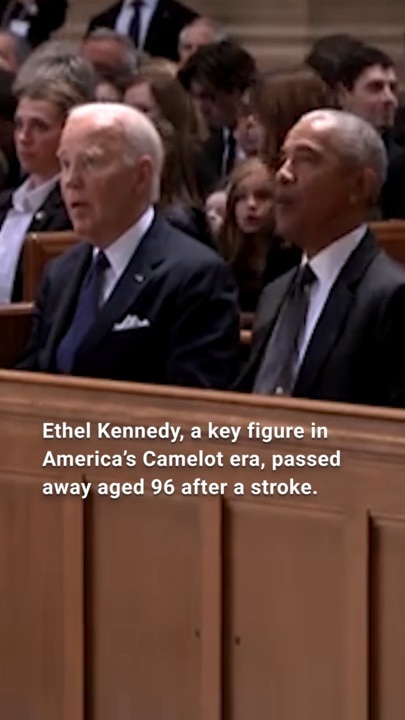 Biden and Obama reunite at Ethel Kennedy’s emotional funeral