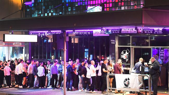 Outside the Beat nightclub on Friday night. Picture: John Gass