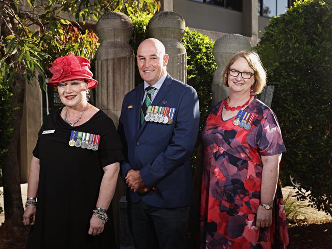 Military veterans, Tamara Sloper Harding (Navy), Tim West (Army) and Jan-Maree Ball (Air Force/ Navy) at Avalon RSL club. Picture: Adam Yip