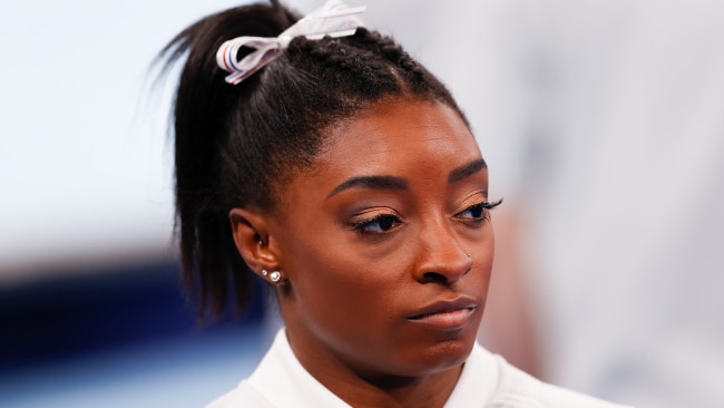 Simone Biles of Team United States looks on during the Women's Team Final on day four of the Tokyo 2020 Olympic Games. Photo: Fred Lee/Getty Images