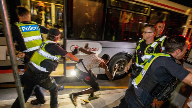 The brawling youths were ejected from the bus.