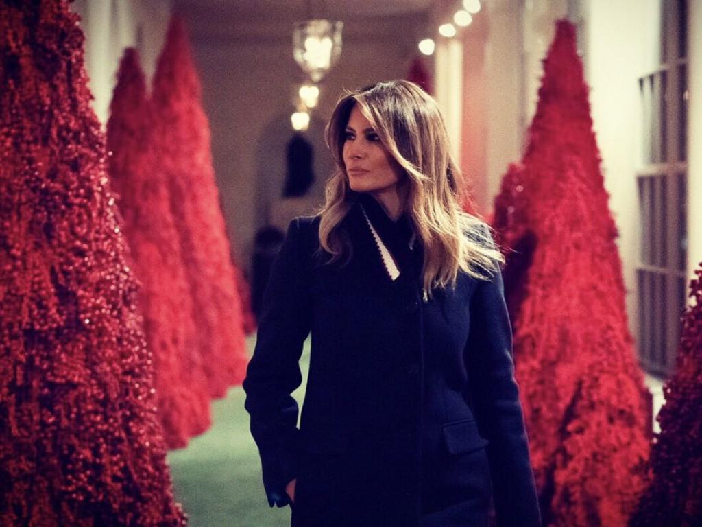 The First Lady unveiled the White House Christmas decor – and Twitter went wild! There were memes galore taking in everything from The Handmaide’s Tale and Stephen King’s The Shining. Picture: Supplied