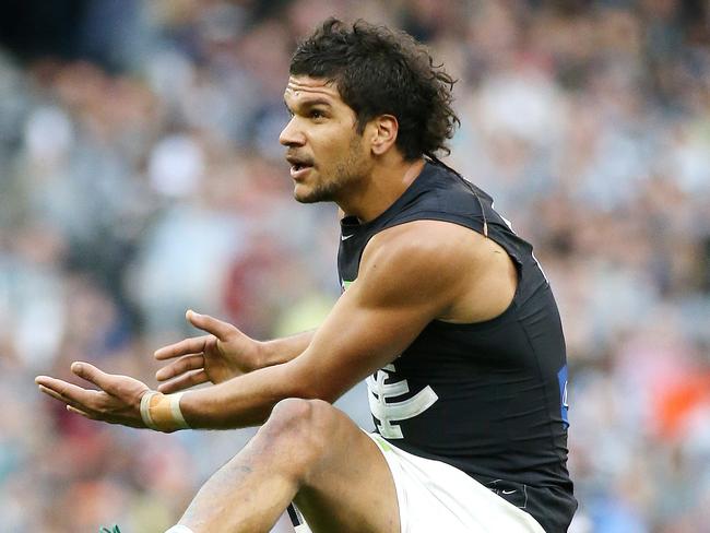AFL :  Round 7 , Collingwood V Carlton at the M.C.G.  6th May, Melbourne Australia.  CarltonÕs Sam Petrevski-Seton goal in the second quarter.  Picture : George Salpigtidis