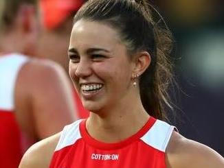 Chloe Molloy at her unofficial first Sydney AFLW training session in May. Picture: Phil Hillyard