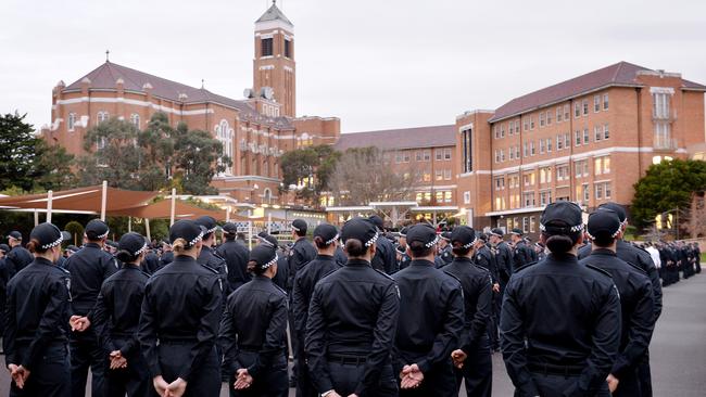 Recruits at the Victoria Police academy at Glen Waverley.