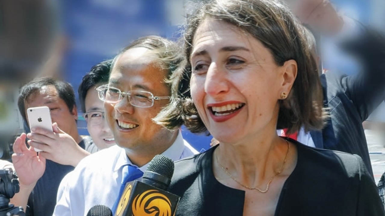 Gladys Berejiklian pictured with United Front operative and billionaire political donor Huang Xiangmo in 2017.