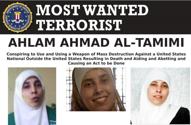 Ahmad Ahlam Tamimi is on America's Most Wanted List. She has a $5m bounty on her head for killing Australian teenager Malka Chana Roth in 2001.