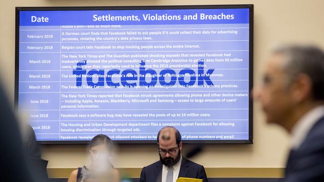 David Marcus, CEO of Facebook's Calibra digital wallet service, appears before a House Financial Services Committee hearing on Facebook's proposed cryptocurrency on Capitol Hill in Washington earlier this month. Picture: AP