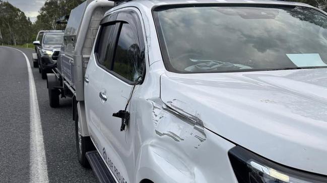 Emryn’s car was struck by a flying object on the Bruce Highway, north of Gympie.