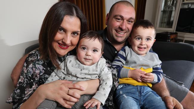 Parents Anastasia and Zenon Eleftheriou with baby Leo and his big brother Deon.