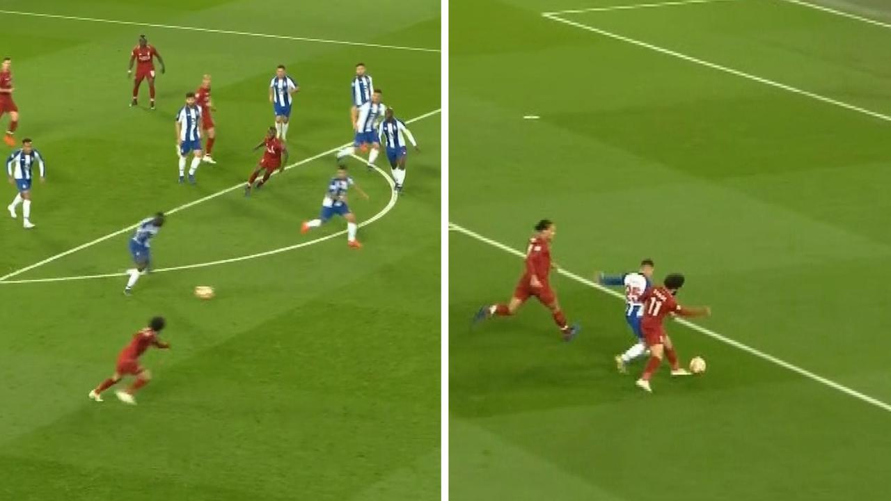 Mohamed Salah sprinted back a huge distance to cover in defence