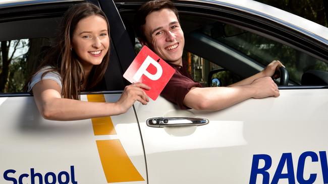 Daniel Bin, 18, and Chloe Wood, 18, passed their driving tests with flying colours. Picture: Jay Town.