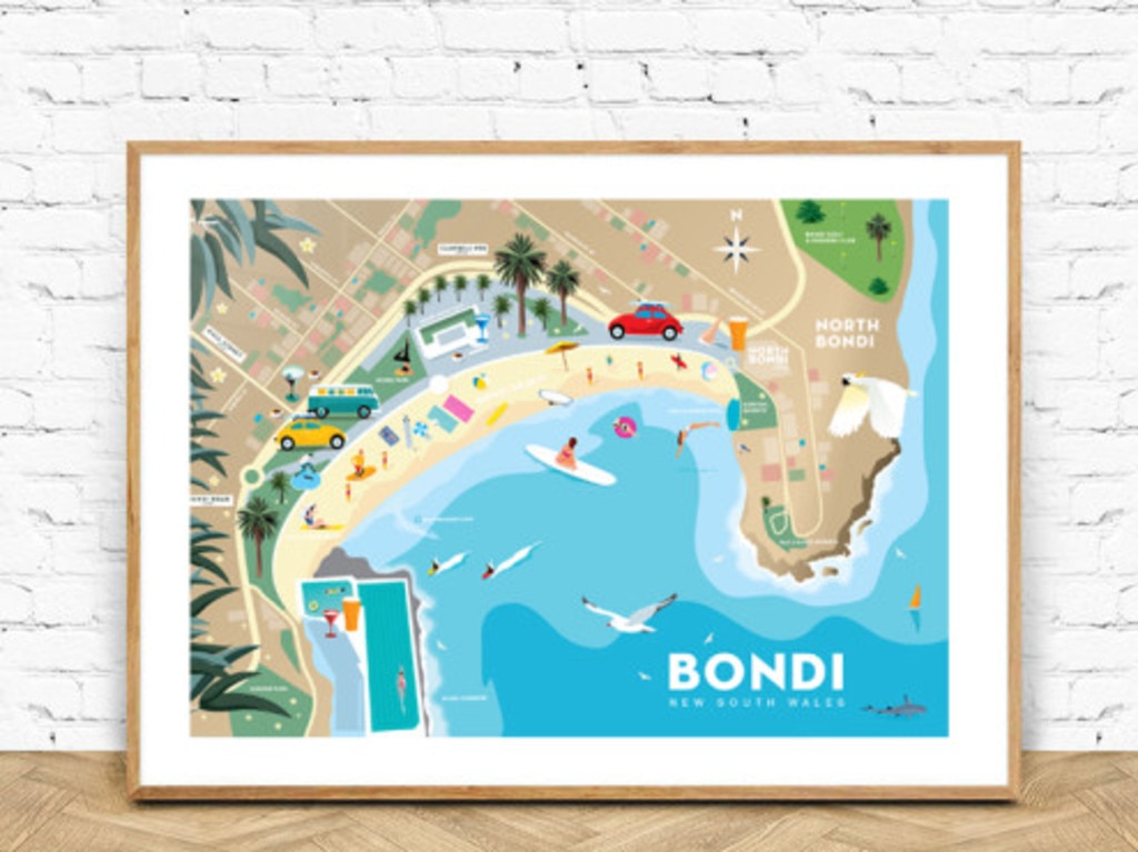 Cronulla Folk, Beach Map Illustration Print