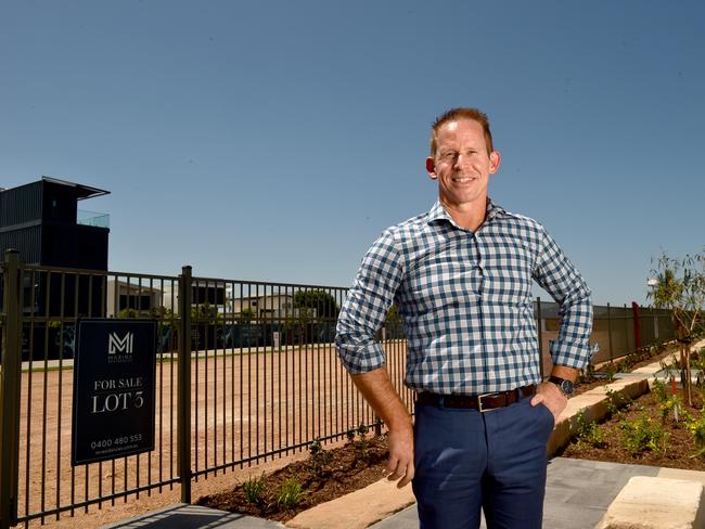 Maidment Group managing director Glen Maidment with homesites at the Breakwater Marina. Picture: Evan Morgan