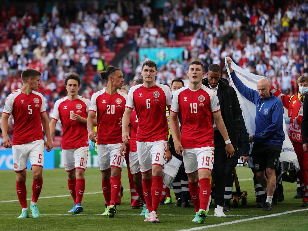 Christian Eriksen is stretchered off of the pitch.