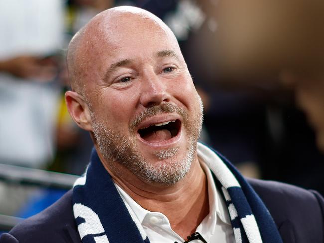 MELBOURNE, AUSTRALIA - MARCH 14: Carlton President Luke Sayers celebrates during the 2024 AFL Round 01 match between the Carlton Blues and the Richmond Tigers at the Melbourne Cricket Ground on March 14, 2024 in Melbourne, Australia. (Photo by Michael Willson/AFL Photos via Getty Images)