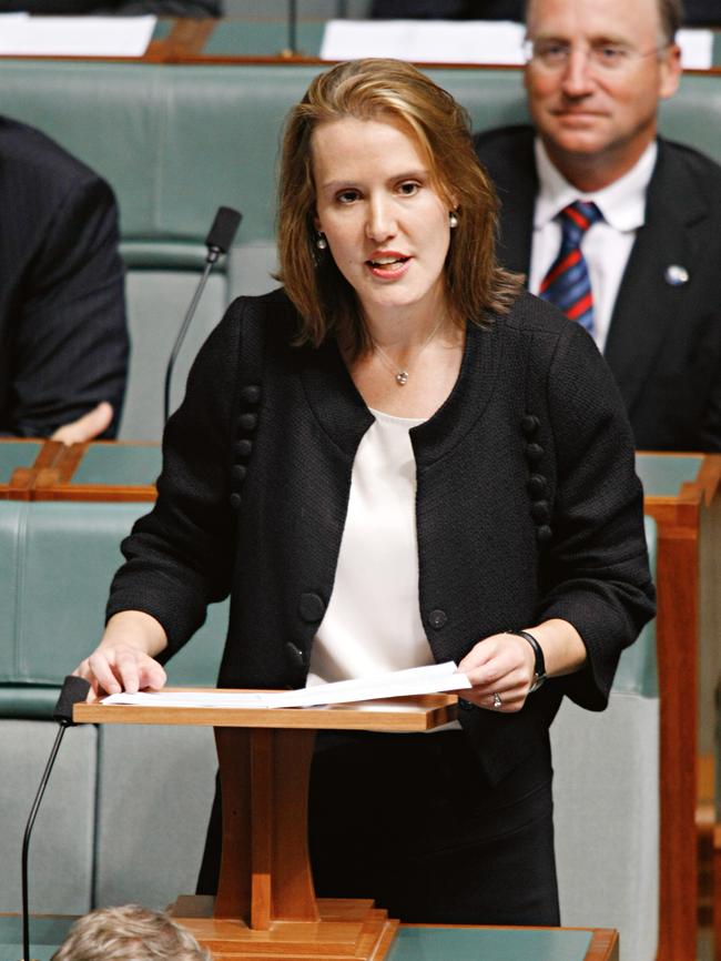 Delivering her maiden speech in 2010.