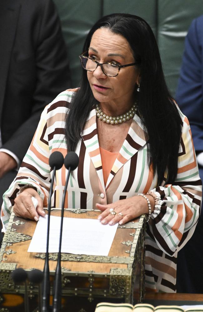 Indigenou Australians Minister Linda Burney co-signed the ‘Restoring funding for Northern Territory homelands’ agreement with NT Housing and Homelands Minister Selena Uibo. Picture: Martin Ollman