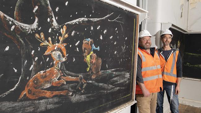 James Sanderson and Ross Bennie with some of the drawings.