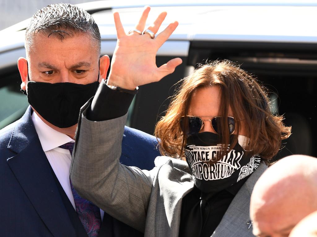 The study found that bandannas like this one worn by Johnny Depp were among the worst type of masks to wear. Picture: Daniel Leal-Olivas/AFP