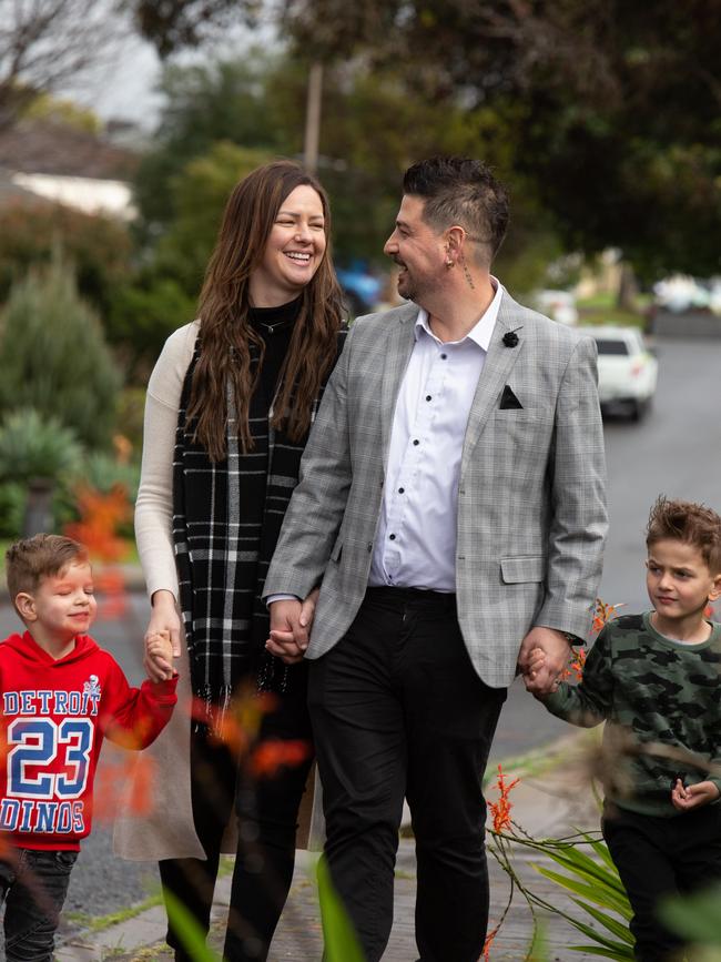 Life is good for the Pitasi family, following a rough patch in Domenico and Ashlee’s marriage which led to a separation. Picture: Brett Hartwig