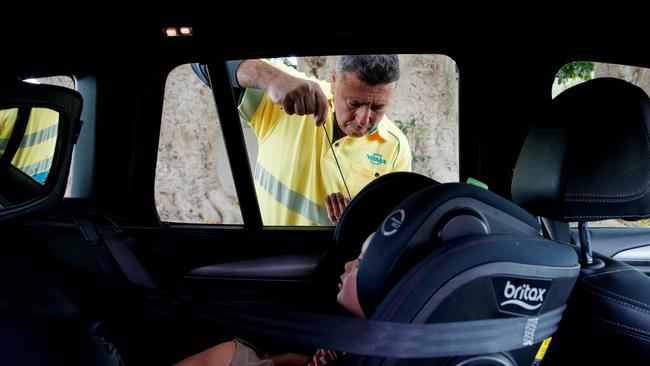 NRMA patrol member Tony Tamine says he is able to access around 95 per cent of cars he is called to without needing to break a window. Picture: NewsWire / Nikki Short