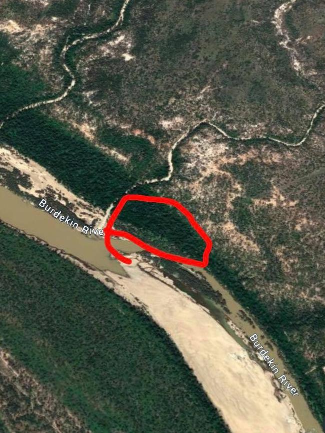 Location of Skeletal remains found on the Burdekin River