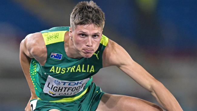 Mitchell Lightfoot competes in the Men's 110m final round on day three of the World Athletics U20 Championships Cali 2022 at Pascual Guerrero stadium on August 3, 2022 in Cali, Colombia. (Photo by Pedro Vilela/Getty Images)