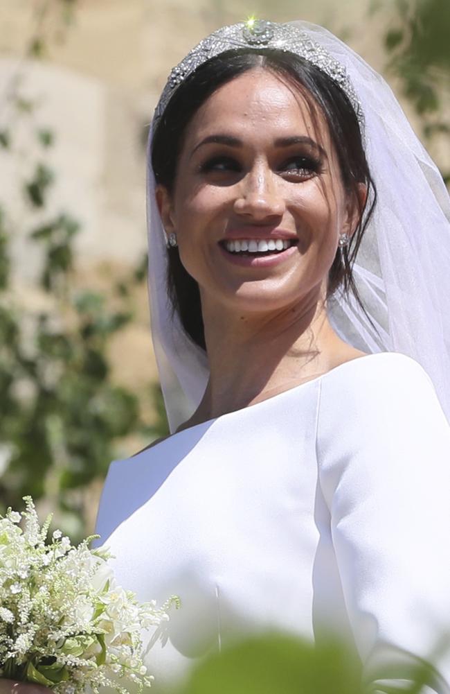 Meghan Markle leaves after her wedding ceremony to Prince Harry, at St. George's Chapel in Windsor Castle in Windsor, near London, England, Saturday, May 19, 2018. Picture: Brian Lawless/AP