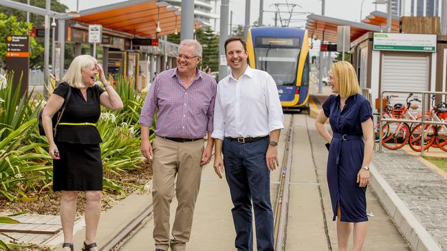 Minister for Industry, Science and Technology Karen Andrews, Prime Minister of Australia Scott Morrison, Minister for Defence Industry Steven Ciobo, and Senator Amanda Stoker. Picture: Jerad Williams