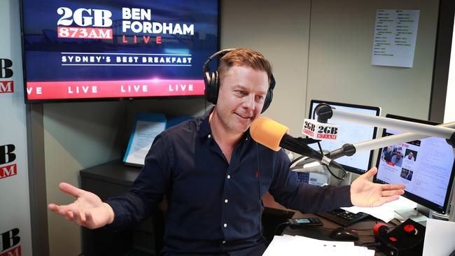 2GB radio host Ben Fordham in his Sydney studio.