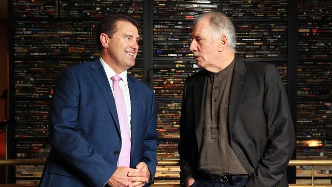 Mark Taylor (L) with fellow former Australian captain-turned-commentator Ian Chappell. Picture: Aaron Francis