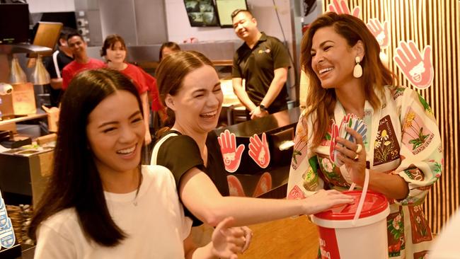 Eva Mendes visits McDonald’s in Haberfield to raise funds for Ronald McDonald House Charities. Picture: NCA NewsWire / Jeremy Piper