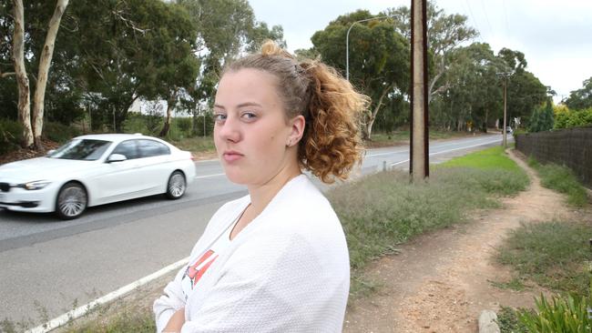 Ebony, 17, of Golden Grove, next to Golden Grove Rd at Golden Grove. Picture: Stephen Laffer