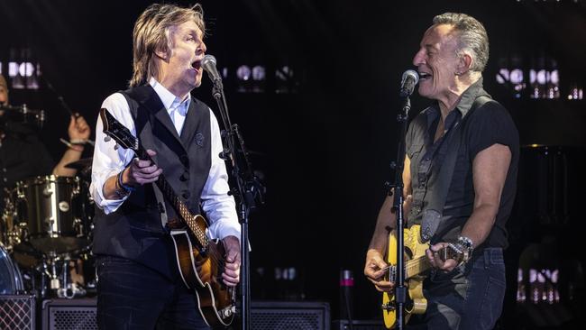 Paul McCartney and Bruce Springsteen performing at Glastonbury last year. Picture: Supplied / MPL Communications