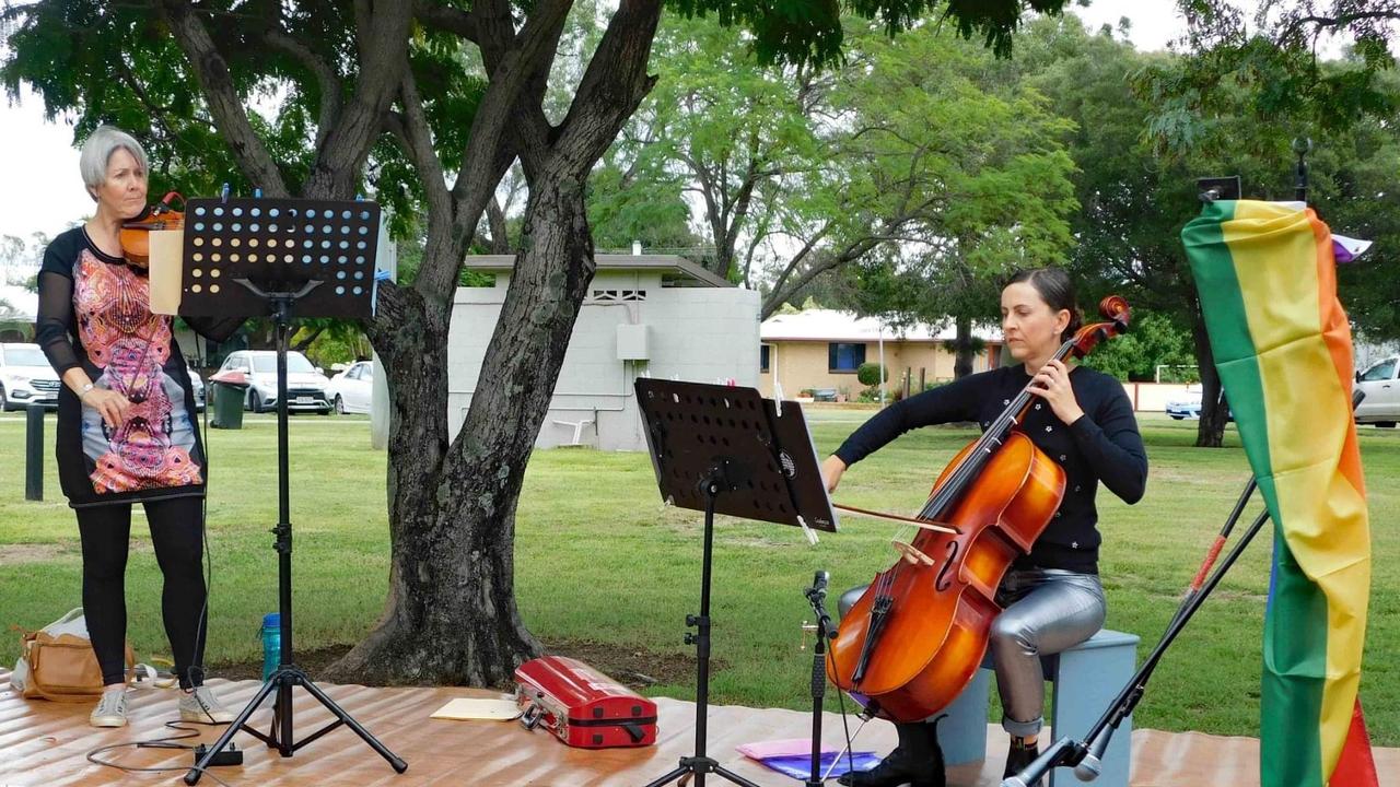 Annette Rideout and Katie Barrett of Minus One at Pride Picnic in the Park in Biloela on June 4, 2022. Picture: Jen Gourley