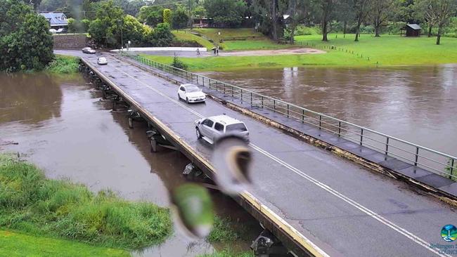 The Bellinger river at Lavenders Bridge, Bellingen at 12pm Saturday December 12.