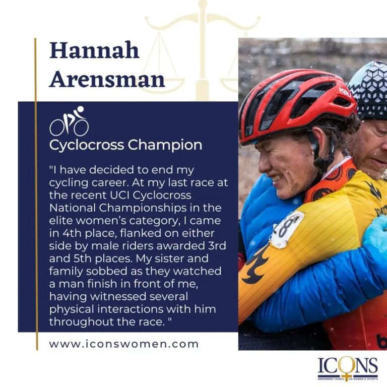 La ciclista de ciclocross Hannah Arensman abandonó el deporte por los corredores trans.  Twitter/ICONOS Mujeres