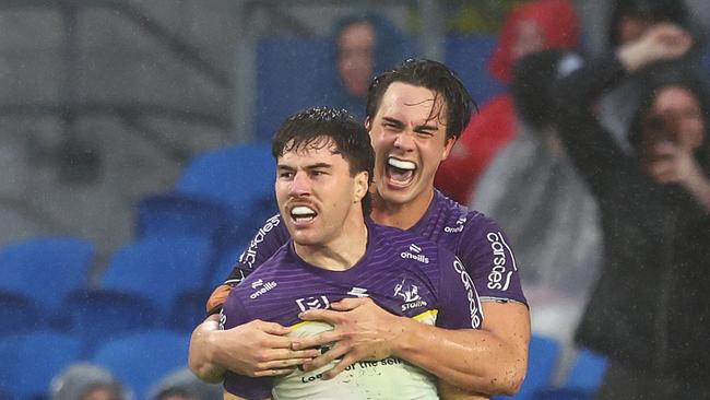 The Storm scored moments after the Titans were denied a try by the Bunker. Picture: Chris Hyde/Getty Images